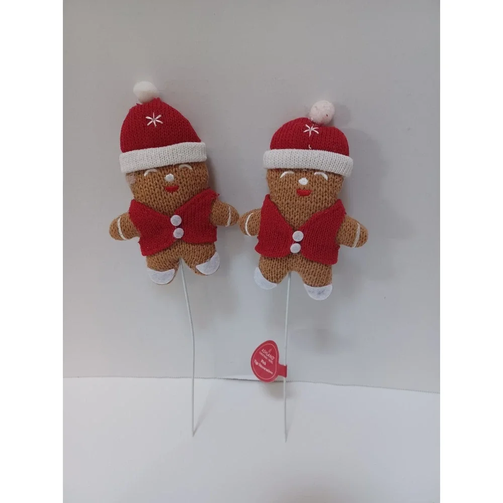 Set of‎ 2 NEW Ashland Christmas Noel Fabric Gingerbread Men Decoration
